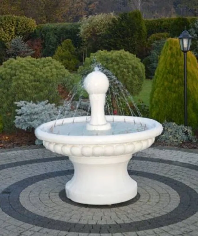 Markenware Casa Padrino fontaine baroque blanc Ø 120 x H. 129 cm - Magnifique fontaine de jardin de style baroque - Fontaine ronde en pierre de décoration de jardin - Accessoires de jardin baroque