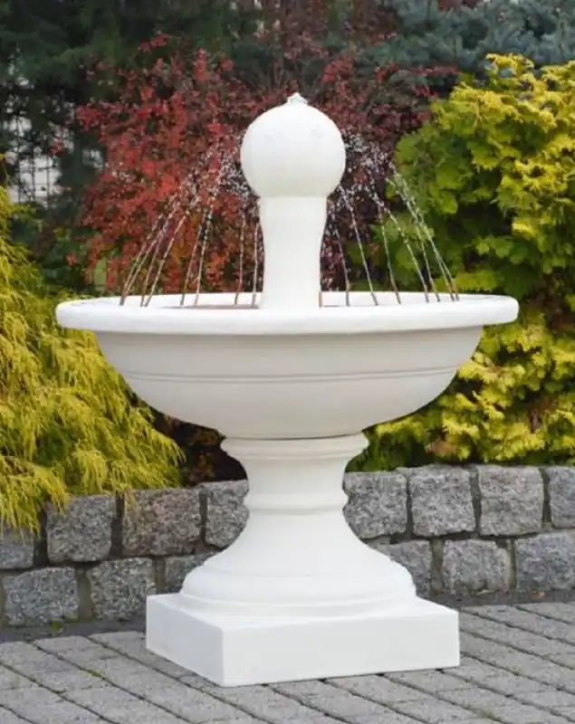 Casa Padrino fontaine baroque blanc Ø 102 x H. 151 cm - Magnifique fontaine de jardin de style baroque - Fontaine ronde en pierre de décoration de jardin - Accessoires de jardin baroque Highlight