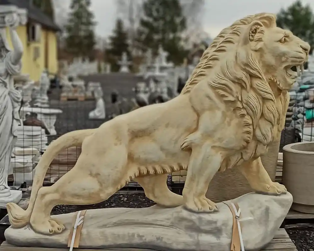Top-Seller Casa Padrino sculpture décoration de jardin baroque XXL sculpture lion côté gauche sable / gris 186 x H. 150 cm - Décoration de jardin XXL figure - Accessoires de décoration de jardin style baroque