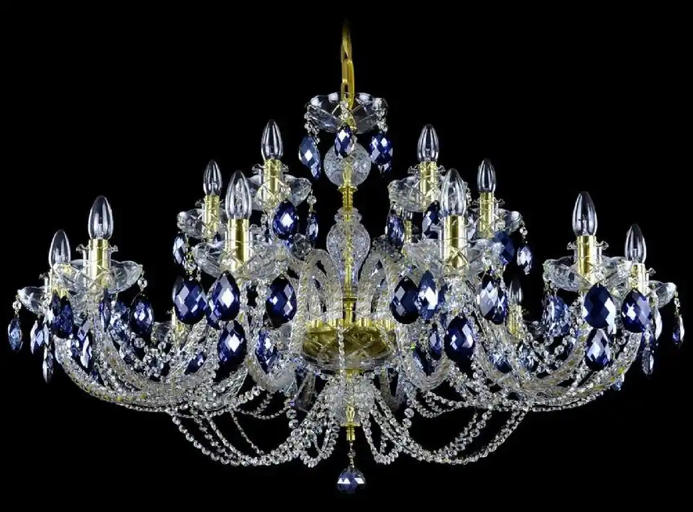 Casa Padrino lustre baroque de luxe or / bleu Ø 107 x H. 70 cm - Magnifique lustre de style baroque avec verre en cristal de bohème - Noble & Magnifique Aktuell