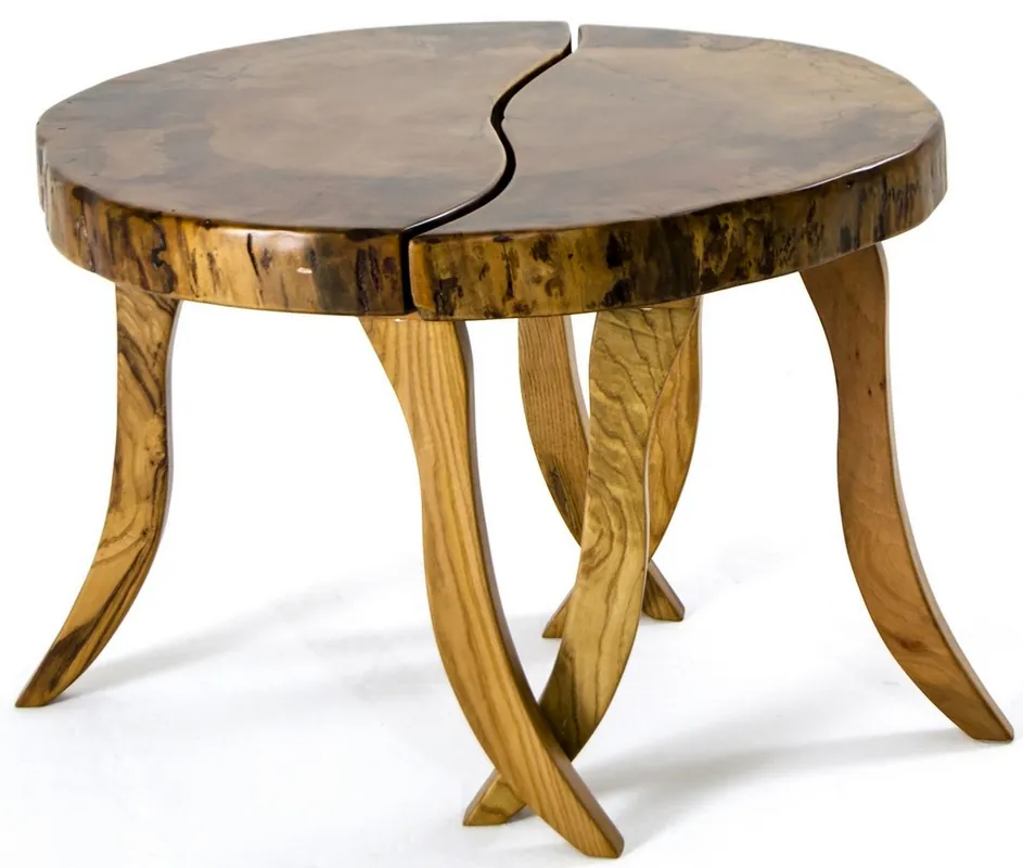 Rabatt Casa Padrino table basse de luxe marron / naturel Ø 70 x H. 45 cm - Table de salon ronde avec plateau en bois massif - Meuble de salon - Meuble d'hôtel - Meuble de luxe