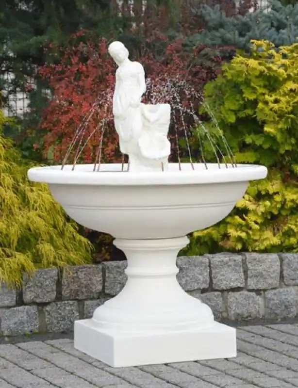 Saisonangebot Casa Padrino fontaine baroque blanc Ø 102 x H. 136 cm - Magnifique fontaine de jardin de style baroque - Fontaine ronde en pierre de décoration de jardin - Accessoires de jardin baroque