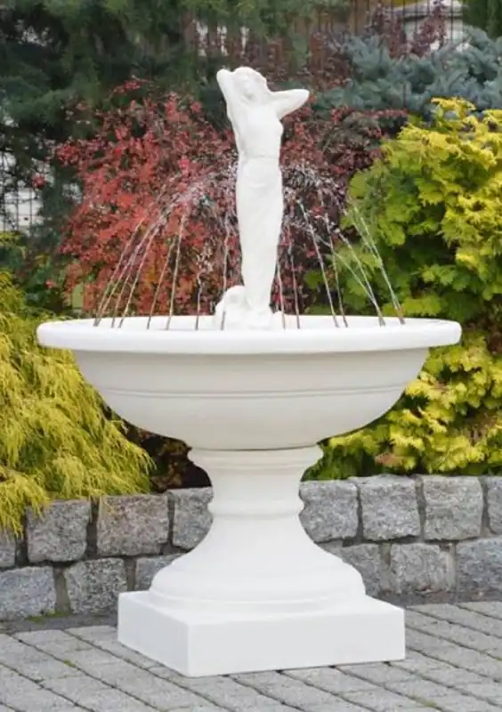 Casa Padrino fontaine baroque blanc Ø 102 x H. 146 cm - Magnifique fontaine de jardin de style baroque - Fontaine ronde en pierre de décoration de jardin - Accessoires de jardin baroque Sichere Zahlung
