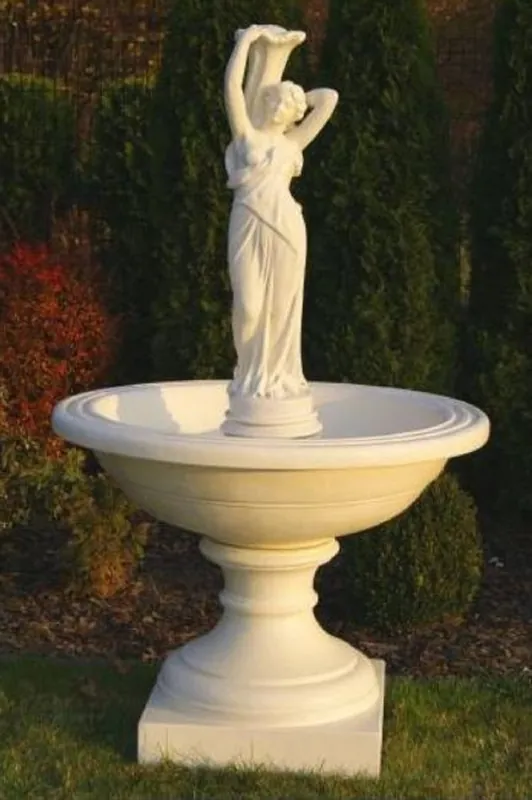 Casa Padrino fontaine baroque sable Ø 102 x H. 171 cm - Magnifique fontaine de jardin de style baroque - Fontaine ronde en pierre de décoration de jardin - Accessoires de jardin baroque Abverkauf