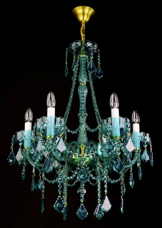 Neue Kollektion Casa Padrino lustre baroque de luxe vert / or Ø 60 x H. 76 cm - Magnifique lustre de style baroque avec verre en cristal de bohème - Noble & Magnifique