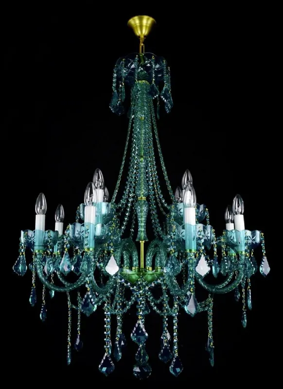 Direkt Vom Hersteller Casa Padrino lustre baroque de luxe vert / or Ø 80 x H. 107 cm - Magnifique lustre de style baroque avec verre en cristal de bohème - Noble & Magnifique