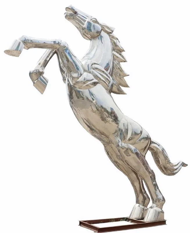 Casa Padrino sculpture de décoration de jardin XXL de luxe cheval sauvage argent H. 460 cm - Immense figurine de décoration de jardin XXL - Figurine animalière inox XXL - Sculptures de jardin XXL Beliebt