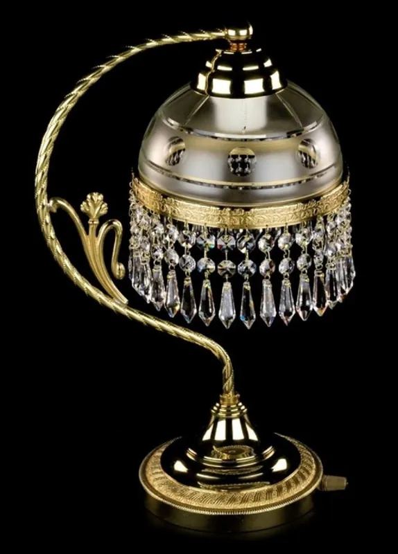 Casa Padrino lampe de table baroque de luxe en cristal or Ø 18 x H. 45 cm - Magnifique lampe de bureau en laiton avec verre en cristal de Bohème - Luminaires baroques en cristal Solange Der Vorrat Reicht