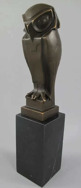 Preis Gesenkt Casa Padrino figurine décorative en bronze de luxe chouette sur socle en marbre bronze / noir 7 x 7 x H. 33 cm - Sculpture décorative en bronze - Décoration de bureau - Accessoires de luxe