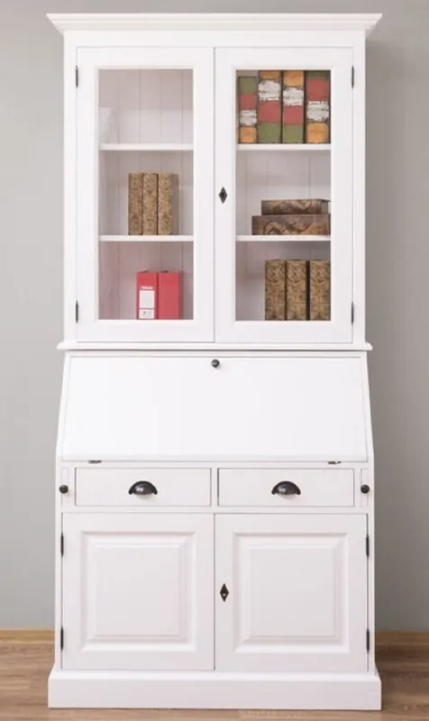 Casa Padrino armoire de bureau de style campagnard blanc 110 x 49 x H. 219 cm - Armoire en bois massif - Armoire à livres - Armoire étagère - Armoire de salon - Meuble de style campagnard Sale