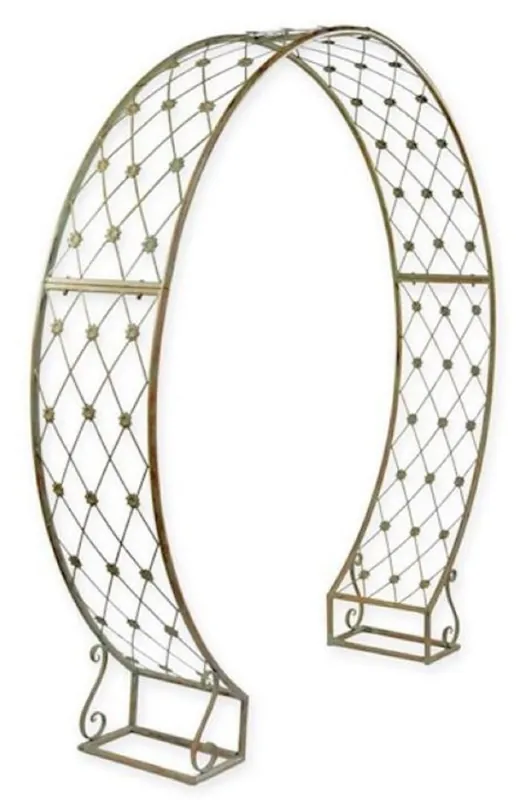 Must-Have Casa Padrino arche de roses Art Nouveau vert antique 220 x 43 x H. 201 cm - Arche fleurie ronde en métal - Arche végétale nostalgique - Accessoires de Décoration de Jardin Baroque & Art Nouveau