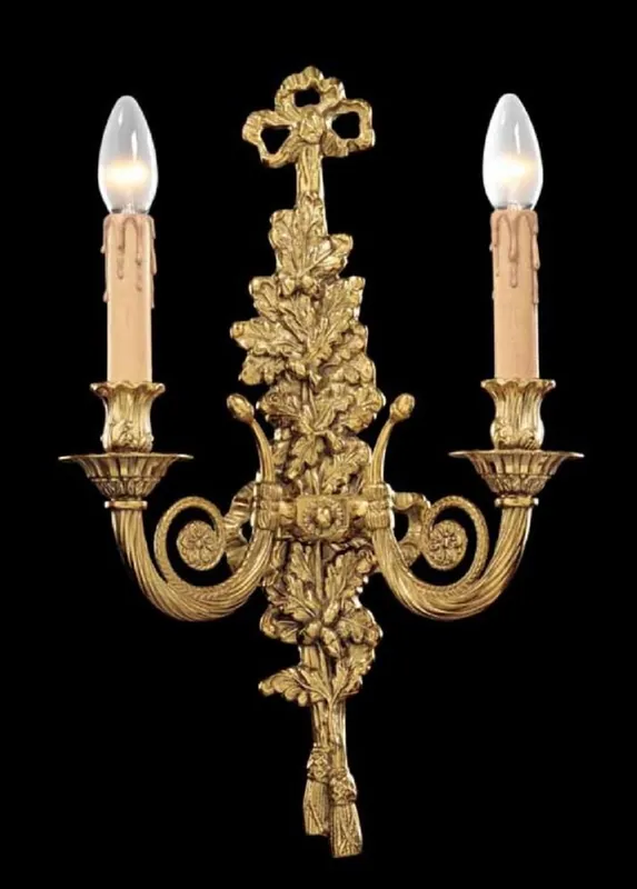 Casa Padrino applique murale double baroque de luxe or français 32 x 15 x H. 50 cm - Magnifique applique de style baroque - Luminaires baroques - Qualité de luxe - Fabriquée en Italie Ausverkauf