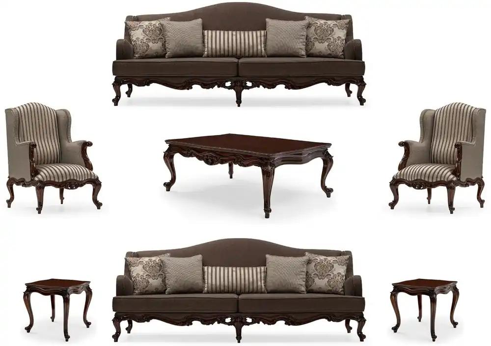 Meistverkauft Casa Padrino ensemble de salon baroque de luxe gris / argent / marron - 2 Canapés & 2 Fauteuils & 1 Table Basse & 2 Tables d'Appoint - Mobilier de salon baroque - Noble & Magnifique