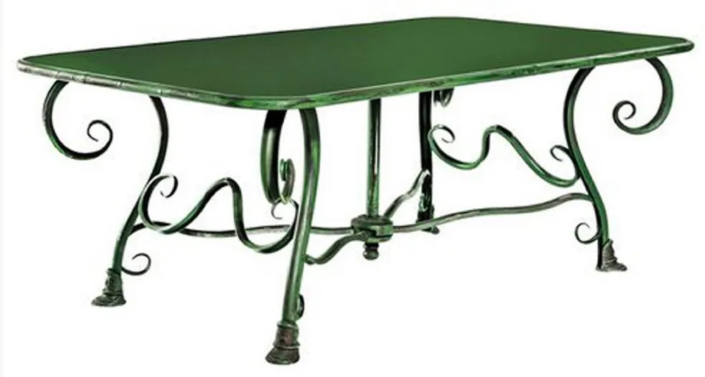Casa Padrino table de jardin Art Nouveau vert 120 x 70 x H. 45 cm - Table basse de jardin nostalgique en fer forgé - Meubles de jardin Art Nouveau - Meubles de jardin nostalgique Echt