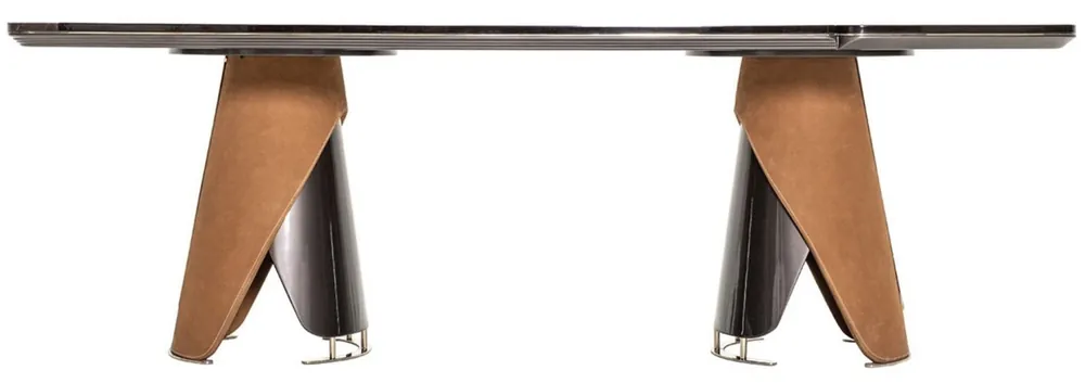 Casa Padrino table à manger de luxe marron foncé / gris / marron clair / or 240 x 113 x H. 79,5 cm - Table de salle à manger avec plateau aspect marbre - Meuble de salle à manger de luxe Meistverkauft