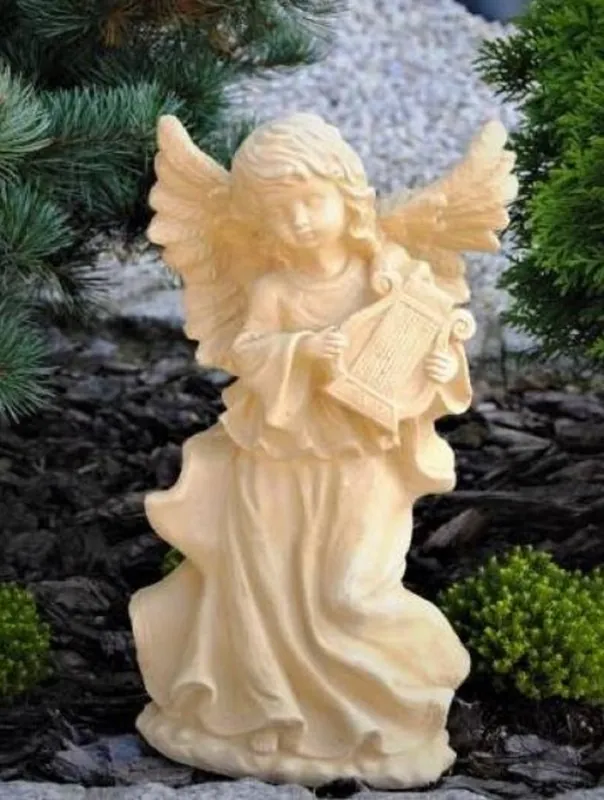 Casa Padrino Sculpture de Décoration de Jardin Art Nouveau Ange Beige 22 x 15 x H. 39 cm - Figure de Jardin Elégante - Accessoires de Décoration de Jardin Baroque & Art Nouveau Direkt Vom Hersteller