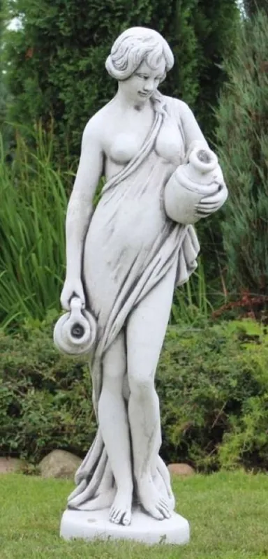 Sofort Bestellen Casa Padrino sculpture Art Nouveau gargouille femme avec cruches gris H. 140 cm - Elégante figure de pierre gargouille - Accessoires de Jardin Baroque & Art Nouveau