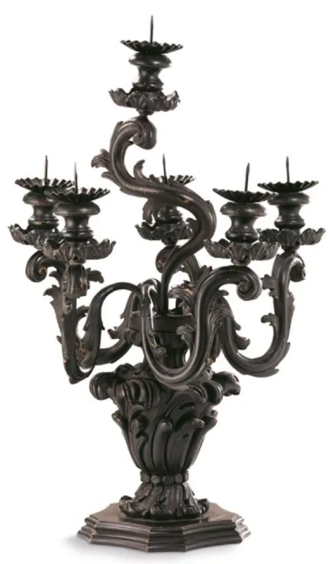 Casa Padrino porte bougie baroque de luxe noir antique Ø 35 x H. 51 cm - Magnifique porte bougie de style baroque - Accessoires de décoration de luxe de style baroque - Fabriqué en Italie Knallerangebot