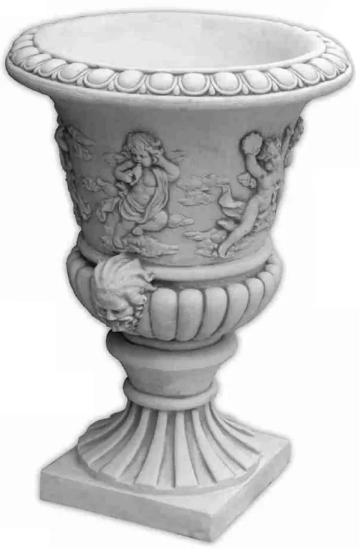 Casa Padrino pot de fleurs décoratif de jardin baroque gris Ø 55 x H. 78 cm - Magnifique cache pot de style baroque - Décoration de jardin et terrasse baroque - Accessoires de jardin baroque Mega-Angebot
