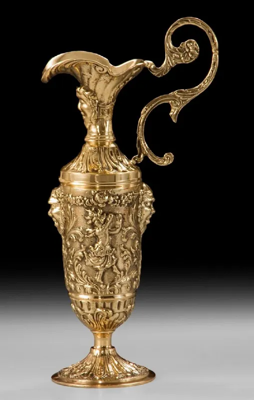 Casa Padrino vase baroque de luxe en forme de pichet à vin or 18 x H. 36 cm - Vase à fleurs en bronze fait main - Accessoires de décoration baroque - Intérieur baroque - Meuble baroque Günstig
