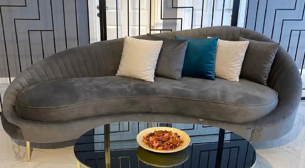 Casa Padrino canapé de luxe gris / or 250 x 70 x H. 80 cm - Canapé de salon - Canapé d'hôtel - Meuble de salon - Meuble d'hôtel - Meuble de luxe - Ameublement de salon - Ameublement de luxe Zertifiziert