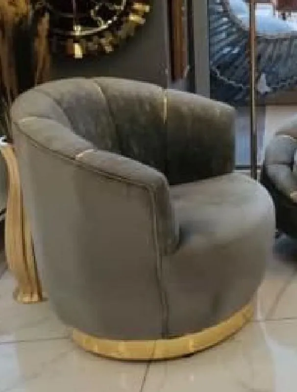 Casa Padrino fauteuil de luxe gris / or 75 x 70 x H. 80 cm - Fauteuil de salon - Fauteuil d'hôtel - Meuble de salon - Meuble d'hôtel - Meuble de luxe - Ameublement de salon de luxe Letzte Chance
