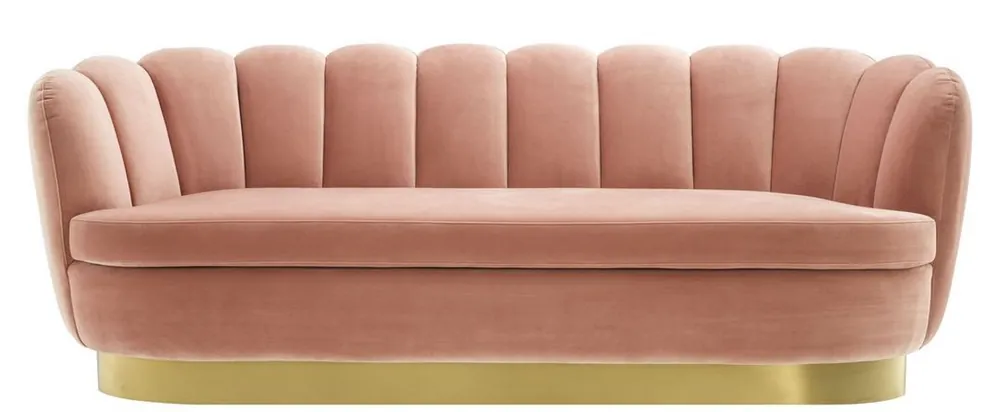 Nur Heute Casa Padrino canapé de luxe en velours couleur de la peau / laiton 225 x 90 x H. 80 cm - Canapé de salon - Canapé d'hôtel - Meubles de luxe - Qualité de luxe