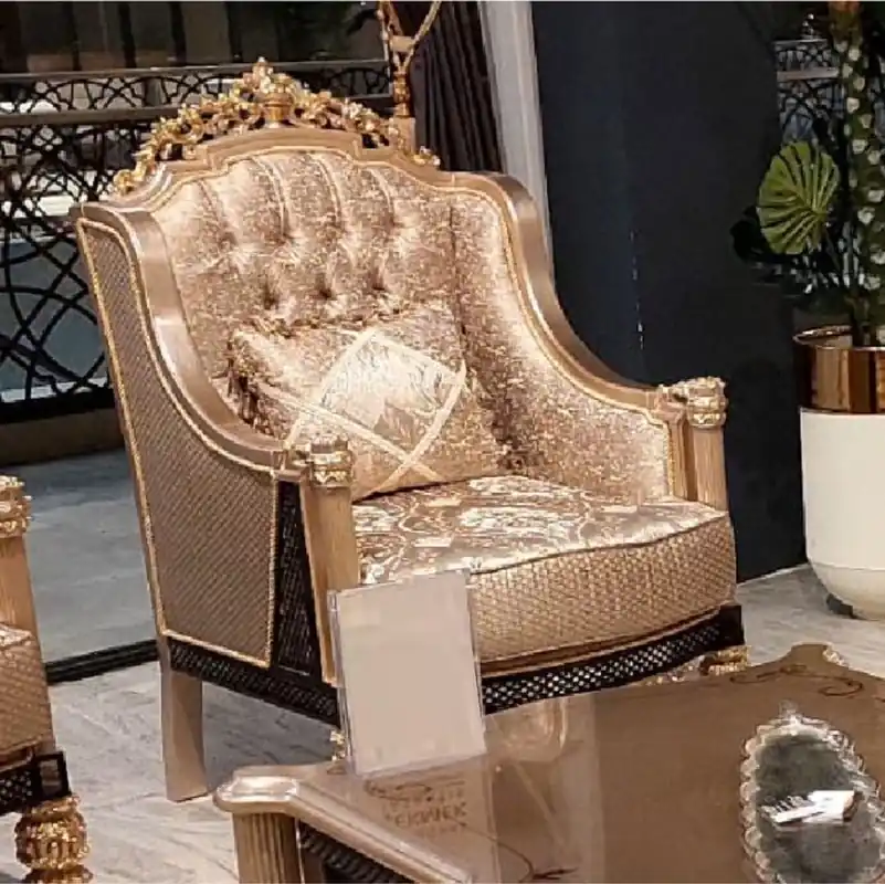 Neu Im Sortiment Casa Padrino fauteuil de salon baroque de luxe or / noir / gris / or - Fauteuil de style baroque fait main - Meuble de salon de luxe de style baroque - Meuble baroque - Noble & Magnifique
