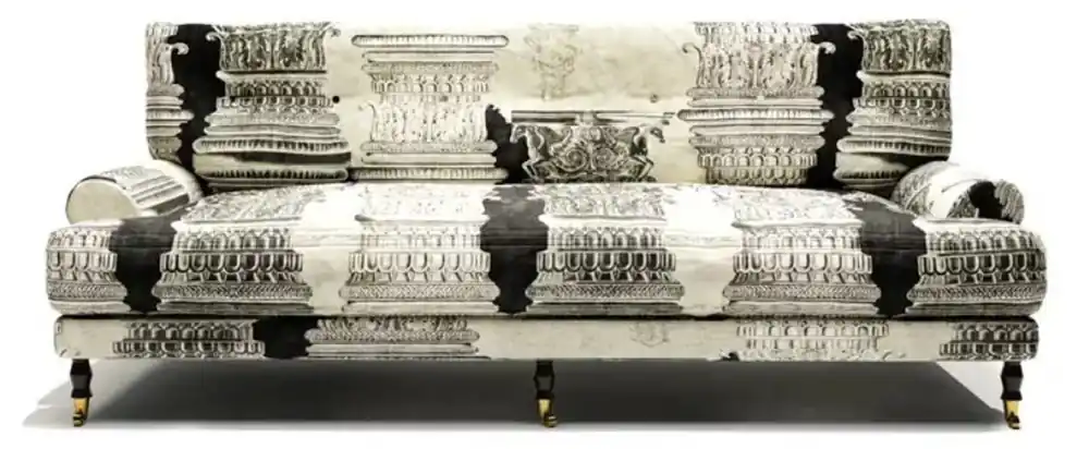 Aktuell Casa Padrino canapé de luxe en velours crème / blanc / noir / laiton 200 x 100 x H. 87 cm - Canapé de salon - Canapé d'hôtel - Meuble de salon - Meuble d'hôtel - Meuble de luxe