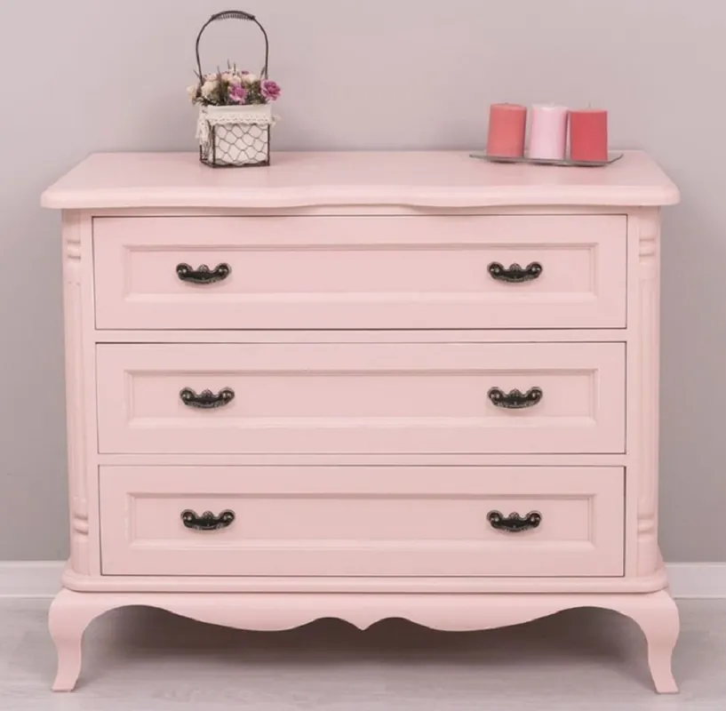 Casa Padrino commode de style campagnard rose 110 x 48 x H. 89 cm - Armoire en bois massif avec 3 tiroirs - Meuble de chambre de style campagnard - Style campagnard meuble Preis Gesenkt