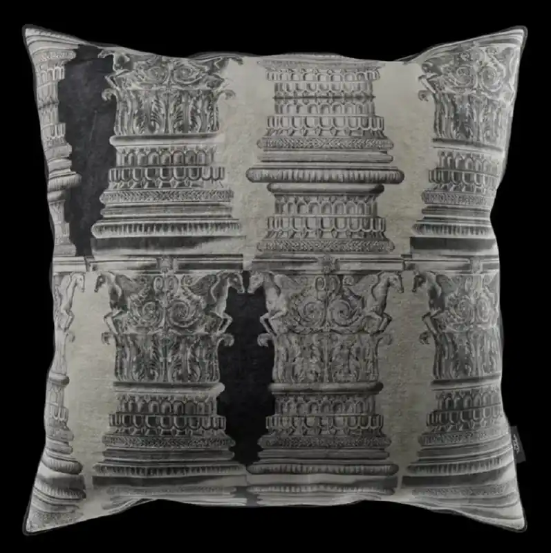 Beliebt Casa Padrino coussin décoratif baroque de luxe piliers gris / noir 43 x 43 cm - Oreiller en velours imprimé - Accessoires de décoration baroques
