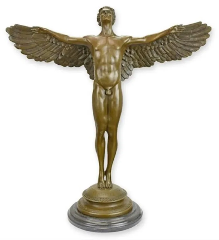 Casa Padrino sculpture décorative Art Nouveau de luxe ange bronze / noir 56,7 x 22 x H. 60,6 cm - Figure en bronze avec socle en marbre - Sculptures en Bronze Baroque & Art Nouveau Kracherpreis