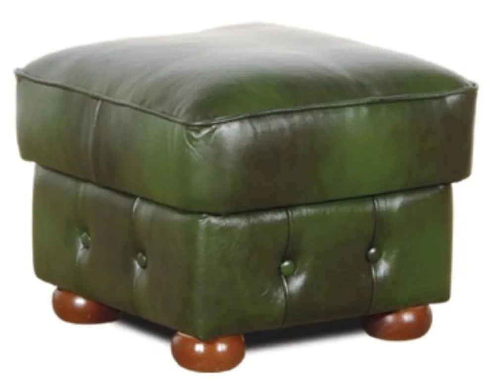 Bestseller Casa Padrino Tabouret en Cuir Chesterfield de Luxe Vert / Marron 50 x 50 x H. 50 cm - Repose Pieds en Cuir Véritable - Tabouret Cube en Cuir Véritable - Meuble en Cuir - Meuble de Luxe