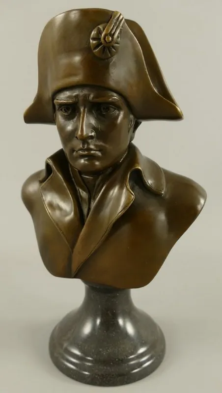 Nur Heute Casa Padrino sculpture en bronze Art Nouveau de luxe Napoléon bronze / noir 15 x 10 x H. 25 cm - Buste en bronze avec socle en marbre - Figure en bronze décorative - Accessoires de décoration