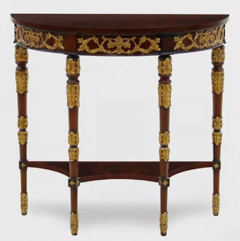 Casa Padrino console baroque de luxe marron foncé / or 90 x 35 x H. 86 cm - Console en bois massif fait main - Meuble de salon de luxe de style baroque - Meuble baroque - Ameublement baroque Expressversand