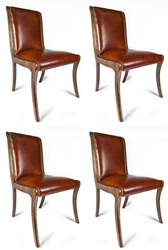 Saisonangebot Casa Padrino ensemble de 4 chaises de salle à manger en cuir de luxe marron 50 x 47 x H. 95 cm - Chaises de cuisine en cuir véritable - Meubles en cuir véritable - Meubles de luxe