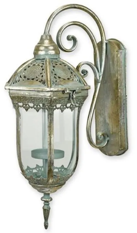 Casa Padrino lanterne murale d'extérieur baroque argent antique 16,5 x 26,6 x H. 45,4 cm - Lanterne d'extérieur baroque - Lanterne murale de jardin de style baroque - éclairage extérieur baroque Markenware