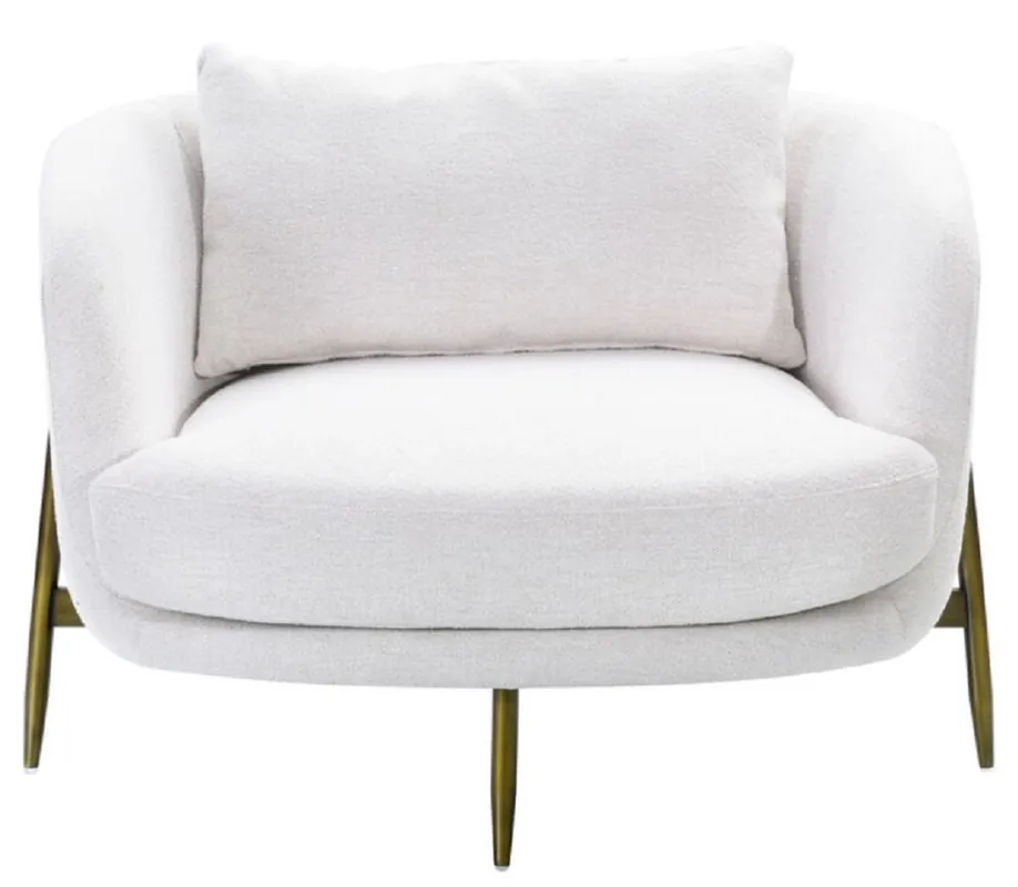 Sichere Zahlung Casa Padrino fauteuil de luxe blanc / bronze antique 100,5 x 80 x H. 67 cm - Fauteuil de salon - Fauteuil d'hôtel - Meuble de salon - Meuble d'hôtel - Meuble de luxe - Ameublement de luxe