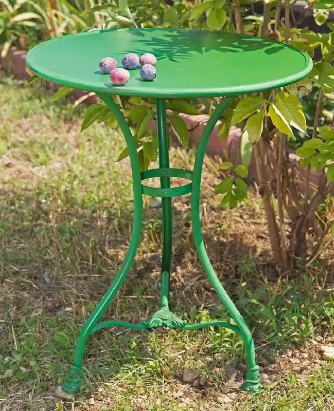 Letzte Chance Casa Padrino table de jardin Art Nouveau vert antique Ø 60 x H. 70 cm - Table en fer forgé fait main - Mobilier de jardin & terrasse en fer forgé nostalgique