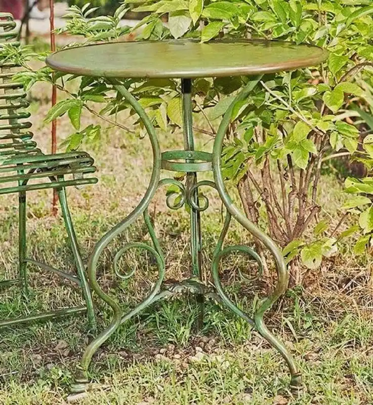 Casa Padrino table de jardin Art Nouveau vert antique Ø 80 x H. 70 cm - Table en fer forgé fait main - Mobilier de jardin & terrasse en fer forgé nostalgique Günstig