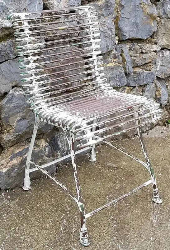 Casa Padrino chaise de jardin Art Nouveau blanc antique / marron / vert 44 x 50 cm - Chaise en fer forgé fait main - Mobilier en fer forgé de jardin et de terrasse nostalgique Top-Seller