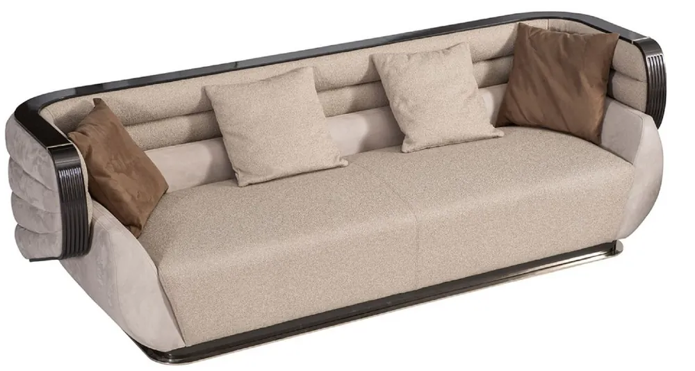 Casa Padrino canapé de luxe crème / gris / noir / or 275 x 95 x H. 80 cm - Canapé de salon - Canapé d'hôtel - Meuble de salon - Meuble d'hôtel - Meuble de luxe - Ameublement de luxe Saisonangebot