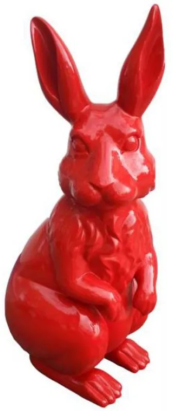 Casa Padrino sculpture décorative de luxe lapin rouge H. 220 cm - Immense sculpture de jardin - Sculpture décorative XXL - Figurine animalière décorative XXL Geprüft