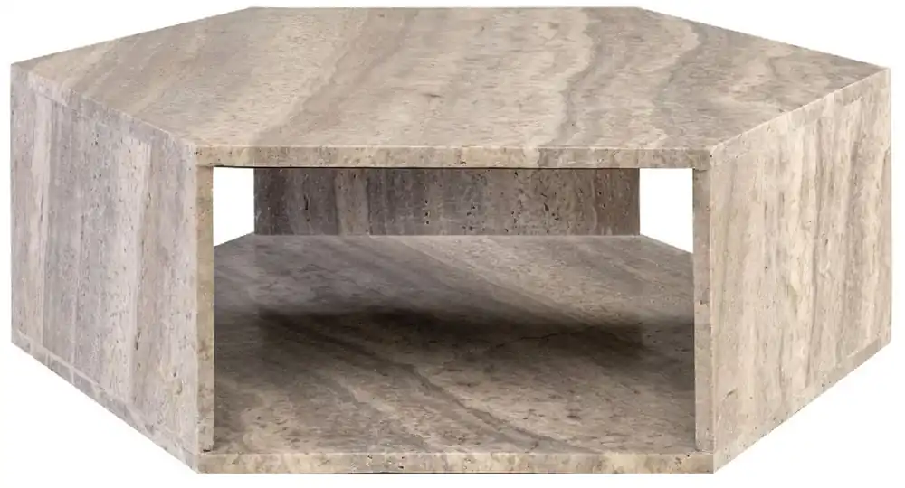 Jetzt Kaufen Casa Padrino table basse de luxe gris 91 x 79 x H. 30 cm - Table de salon en pierre naturelle travertin - Meuble de salon - Meuble en travertin - Meuble de luxe - Ameublement de luxe