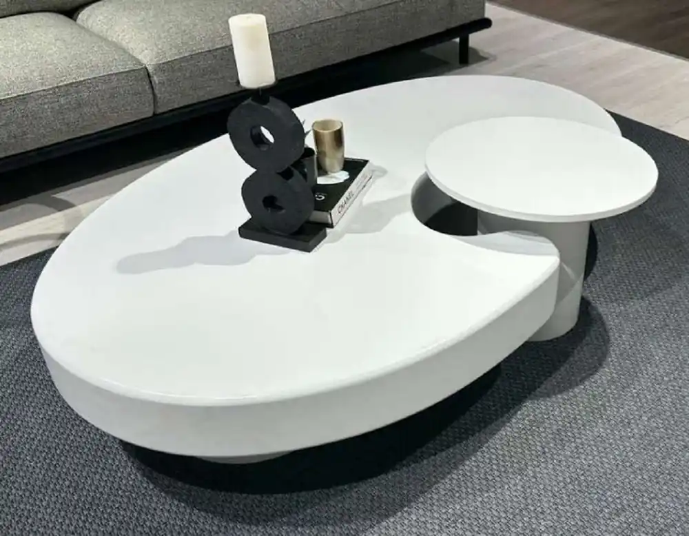Casa Padrino table basse de luxe avec table d'appoint blanc 171 x 110 x H. 35,5 cm - Table de salon ovale avec table d'appoint - Mobilier de salon - Mobilier de luxe - Ameublement de luxe Bestpreis