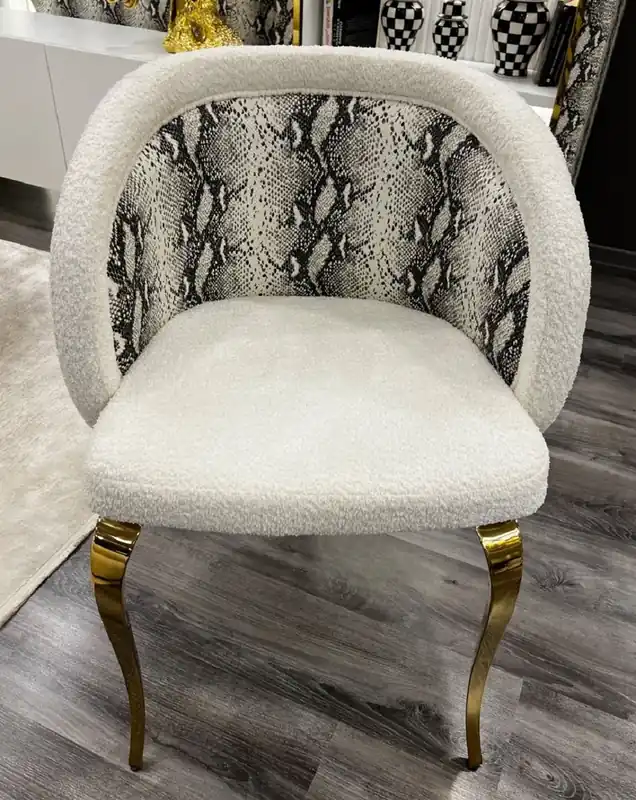 Casa Padrino Chaise de Salle à Manger Design de Luxe avec Accoudoirs Blanc / Noir / Or 57 x 57 x H. 82 cm - Meubles de Salle à Manger - Meubles de Luxe - Meubles d'Hôtel & Restaurant Design Echt