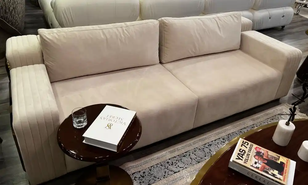 Geprüft Casa Padrino canapé de luxe crème / marron / or 247 x 100 x H. 70 cm - Canapé de salon - Canapé d'hôtel - Meuble de salon - Meuble d'hôtel - Meuble de luxe - Ameublement de luxe
