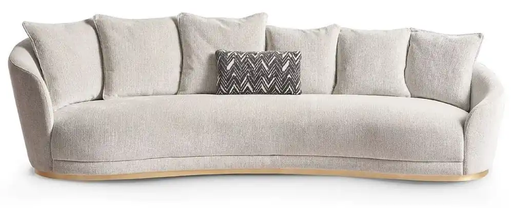 Casa Padrino canapé de luxe gris clair / laiton 308 x 110 x H. 90 cm - Canapé de salon incurvé - Canapé d'hôtel - Meuble de salon - Meuble d'hôtel - Meuble de luxe - Ameublement de luxe Bestpreis
