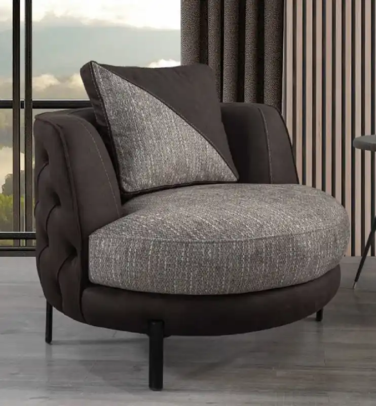 Jetzt Kaufen Casa Padrino fauteuil Chesterfield de luxe gris / marron / noir 100 x 96 x H. 75 cm - Fauteuil de salon - Meuble de salon - Meuble Chesterfield - Meuble de luxe