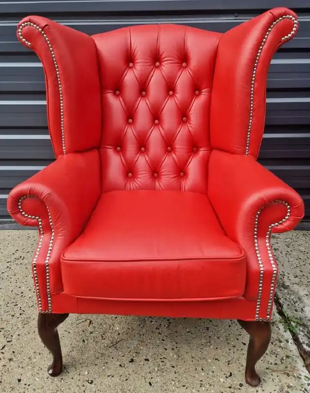 Preis Gesenkt Casa Padrino fauteuil à oreilles Chesterfield de luxe rouge / marron foncé 98 x 90 x H. 110 cm - Fauteuil de salon Chesterfield en cuir véritable - Meubles de Salon Chesterfield de Luxe
